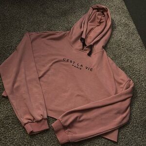 Pink Cropped Hoodie